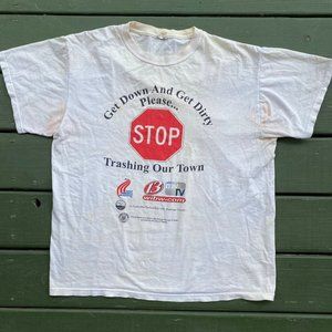 Vintage Jerzees Stop Sign Shirt Size Large